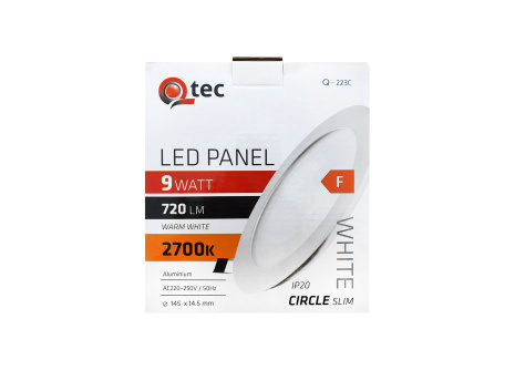 LED panel Qtec Q-223C 9W, circular built-in 2700K