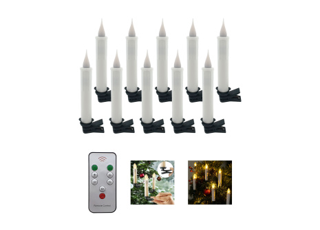 HD-500 Christmas LED candles 10 pcs with clip and remote control