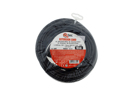 Extension cord black 1 socket, 10m, Q-369F QTEC