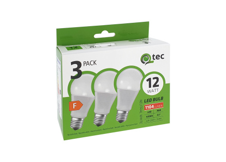 LED bulbs 12W/1104lm/A60/E27 neutral white 3 PACK Qtec