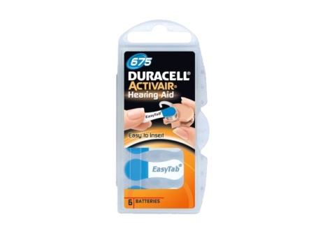 Duracell DA675 PR44 batteries for hearing aids 6 pcs
