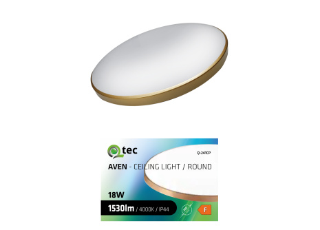 LED ceiling light AVEN Q-241CP 18W 1530lm 4000K ø30cm/round gold QTEC