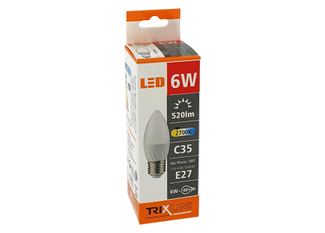 LED bulb Trixline 6W E27 C35 warm white