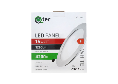 LED panel Qtec Q-206C 15W, circular built-in 4200K