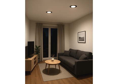 Q-51M LED panel 6W 660lm 4000K black - round recessed Qtec