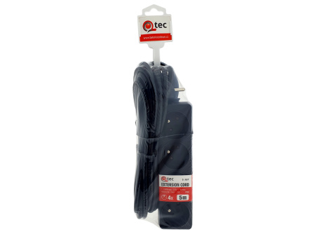 Extension cord black 4 sockets, 5m, Q-363F QTEC