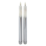 Long LED candles - white-silver, 2 pcs HOME DECOR HD-117