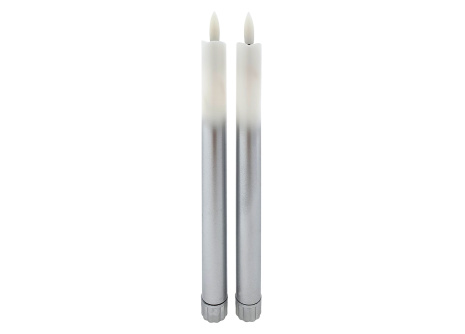 Long LED candles - white-silver, 2 pcs HOME DECOR HD-117