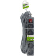 Extension cable gray 5 sockets with switch, 5m, Q-406F QTEC