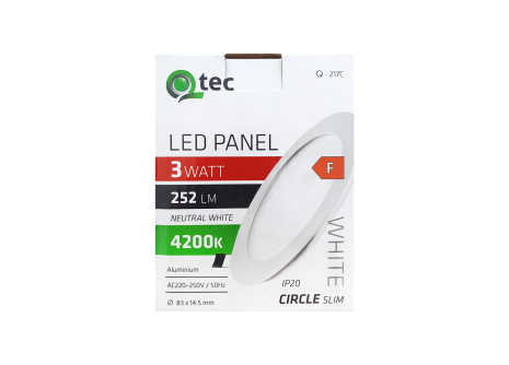LED panel Qtec Q-217C 3W, circular built-in 4200K