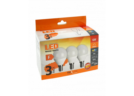 LED bulb Trixline 6W P45 E14 warm white 3 PACK