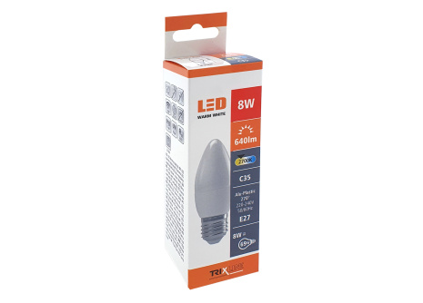LED bulb Trixline 8W E27 C35 warm white