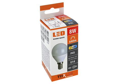 LED bulb Trixline 8W E14 P45 warm white