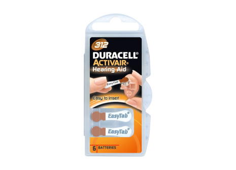 Duracell DA312 PR41 batteries for hearing aids 6 pcs