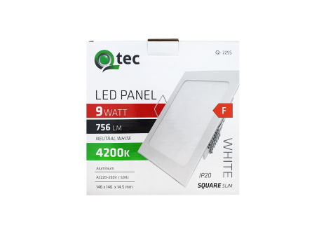 LED panel Qtec Q-225S 9W, square built-in 4200K