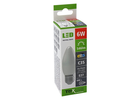 LED bulb Trixline 6W C35 E27 neutral white