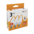 LED bulb Trixline 6W C35 E14 warm white 3 PACK