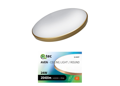 LED ceiling light AVEN Q-242CP 24W 2040lm 4000K ø37cm/round gold QTEC