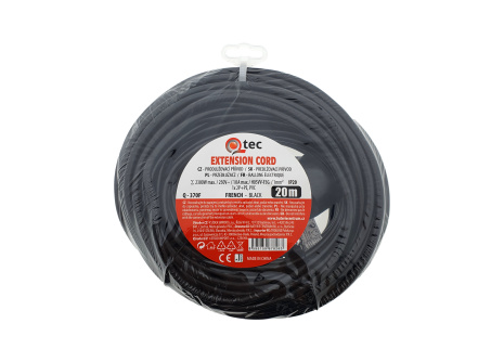 Extension cord black 1 socket, 20m, Q-370F QTEC