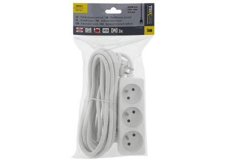 Extension lead 3 sockets, 5m, TR 712 F