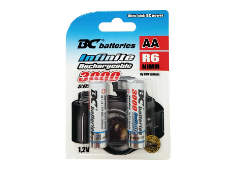 Rechargeable AA Battery R6 3000 1.2V BC Batteries