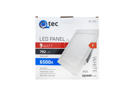 LED panel Qtec Q-227S 9W, square built-in 6500K