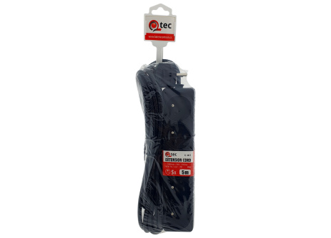 Extension cord black 5 sockets, 5m, Q-365F QTEC