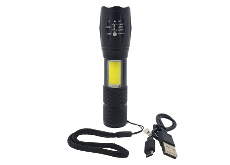 Handheld USB rechargeable LED flashlight with zoom TR 370