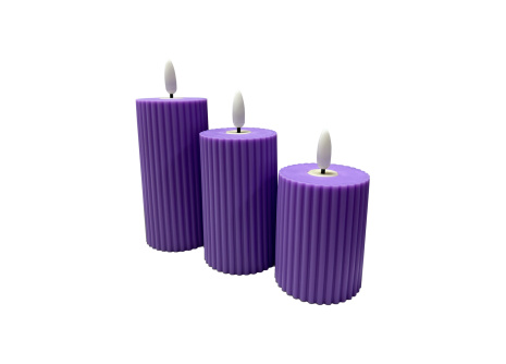 HD-140 LED candle - purple 5.5x10cm HOME DECOR set of 3 pcs