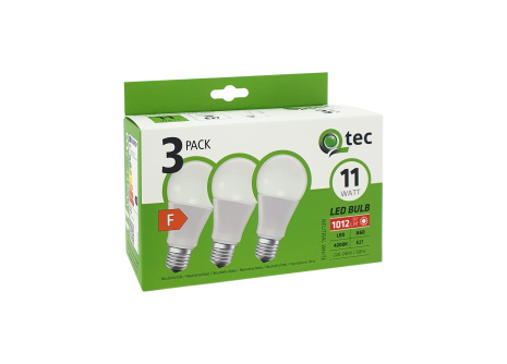 LED bulbs 11W/1012lm/A60/E27 neutral white 3 PACK Qtec