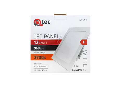 LED panel Qtec Q-201S 12W, square built-in 2700K