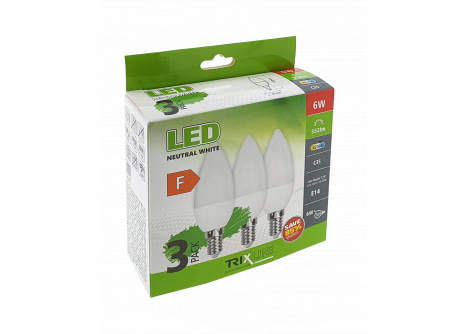 LED bulb Trixline 6W C35 E14 neutral white 3 PACK