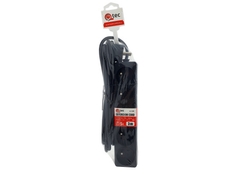 Extension cord black 5 sockets, 3m, Q-359F QTEC