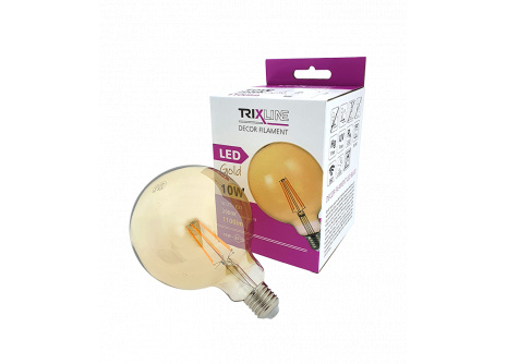 Decorative LED bulb FILAMENT Trixline G-125, 10W E27 GOLD