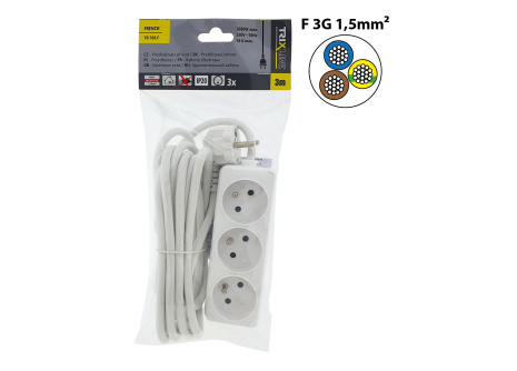Extension cable 3 sockets, 3m, TR 706 F