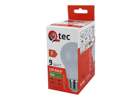 LED bulb Qtec 9W A60 E27 810lm warm white