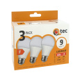 LED bulbs 9W/806lm/A60/E27 warm white 3 PACK Qtec