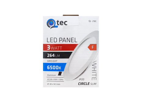 LED panel Qtec Q-218C 3W, circular built-in 6500K