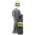 Extension cord gray 3 sockets with switch, 5m, Q-402F QTEC