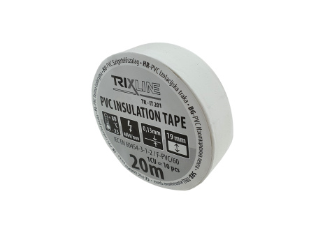 PVC insulating tape TR-IT 201 20m, 0.13mm white TRIXLINE