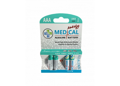 Medical alkaline AAA battery 1.5V LR03 4 pcs blister