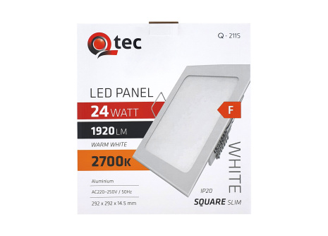 LED panel Qtec Q-211S 24W, square built-in 2700K
