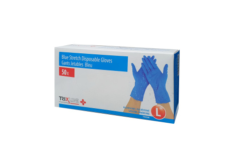 TR B506 Disposable gloves 50 pcs - size L Blue Stretch Trixline