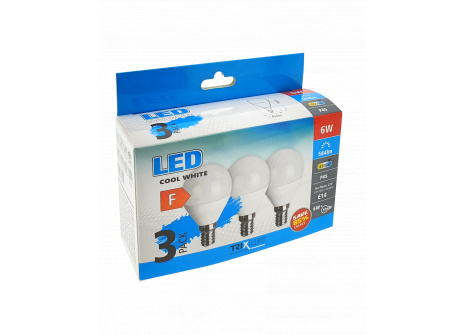 LED bulb Trixline 6W P45 E14 cold white 3 PACK