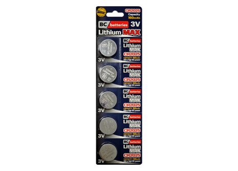 Lithium button 3V battery BC batteries CR2025 5x pcs