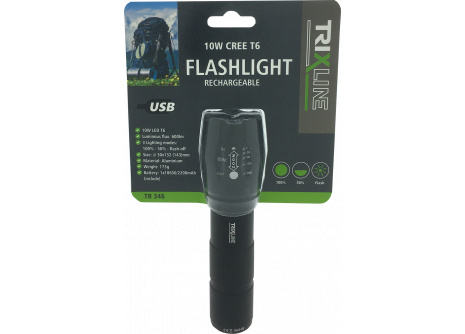 Handheld USB rechargeable LED flashlight with zoom TR 346