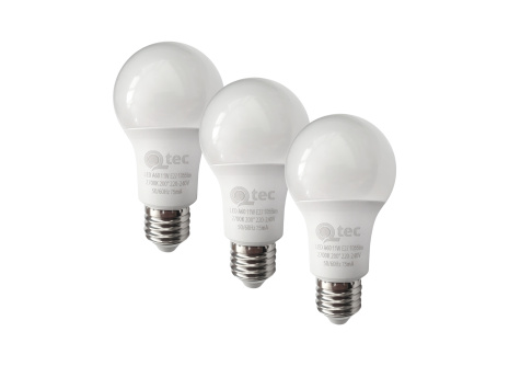 LED bulbs 11W/1055lm/A60/E27 warm white 3 PACK Qtec