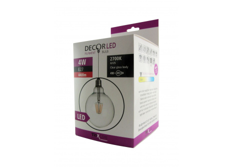 Decorative LED bulb FILAMENT Trixline G125, 4W E27 warm white