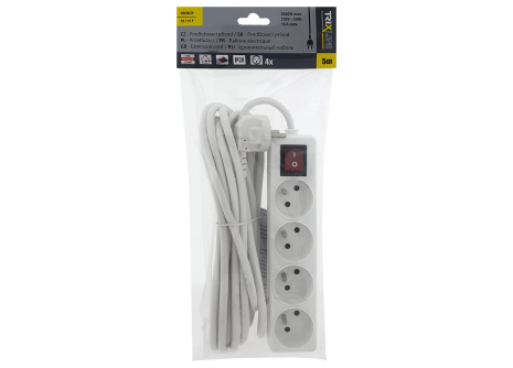 Extension lead 4 sockets with switch, 5m, TR 715 F